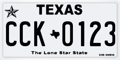 TX license plate CCK0123