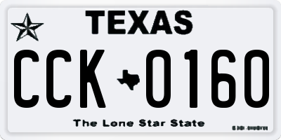 TX license plate CCK0160