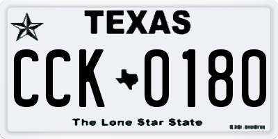 TX license plate CCK0180
