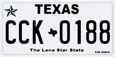 TX license plate CCK0188