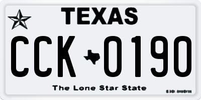 TX license plate CCK0190