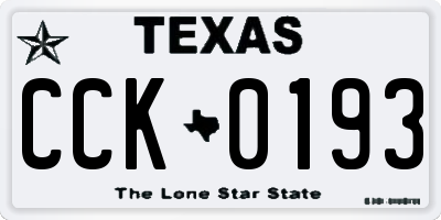 TX license plate CCK0193