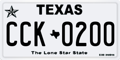 TX license plate CCK0200