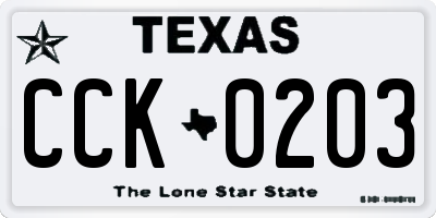 TX license plate CCK0203
