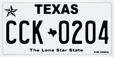 TX license plate CCK0204