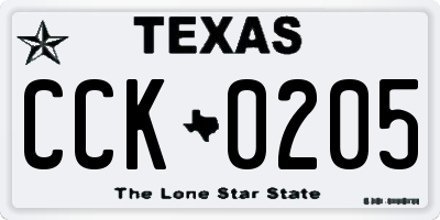 TX license plate CCK0205