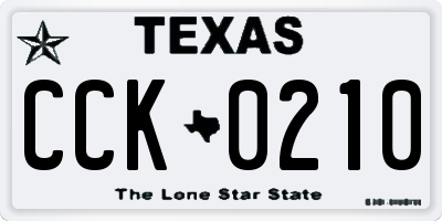 TX license plate CCK0210