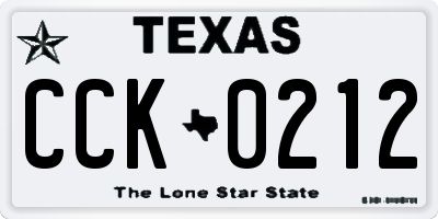 TX license plate CCK0212