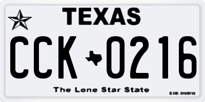 TX license plate CCK0216
