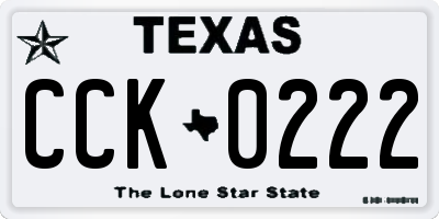 TX license plate CCK0222