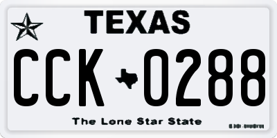 TX license plate CCK0288