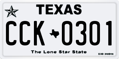 TX license plate CCK0301