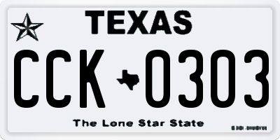 TX license plate CCK0303