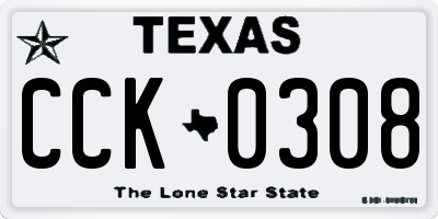 TX license plate CCK0308
