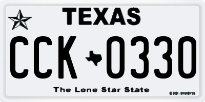 TX license plate CCK0330
