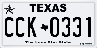 TX license plate CCK0331