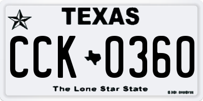 TX license plate CCK0360