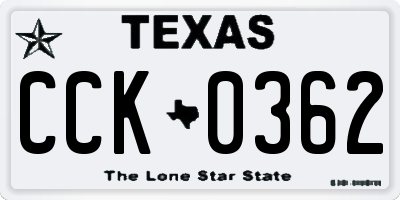 TX license plate CCK0362