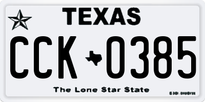 TX license plate CCK0385