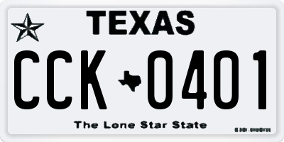 TX license plate CCK0401