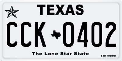 TX license plate CCK0402
