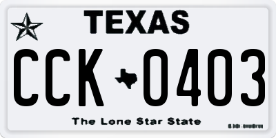 TX license plate CCK0403