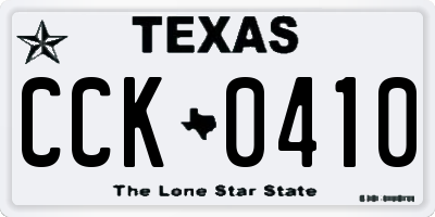 TX license plate CCK0410