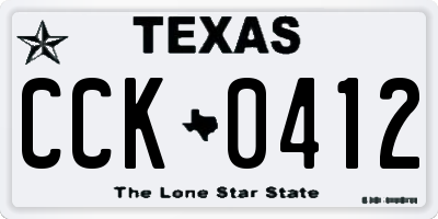 TX license plate CCK0412