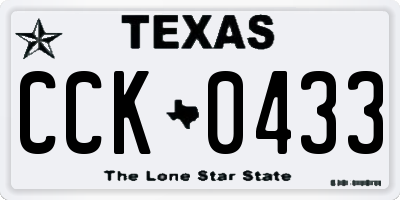 TX license plate CCK0433