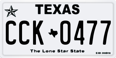 TX license plate CCK0477