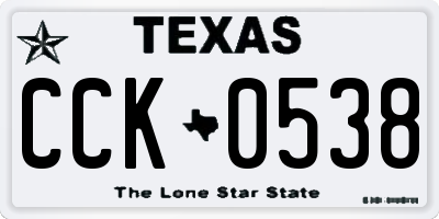 TX license plate CCK0538