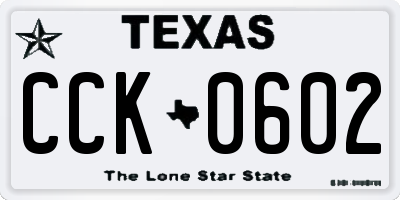 TX license plate CCK0602