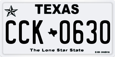 TX license plate CCK0630
