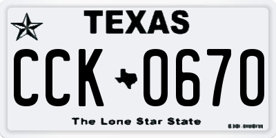 TX license plate CCK0670