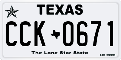 TX license plate CCK0671