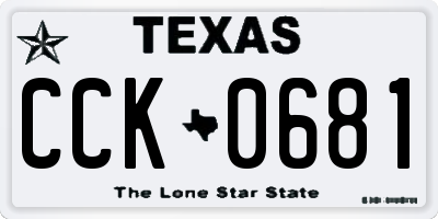 TX license plate CCK0681