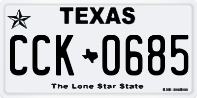 TX license plate CCK0685