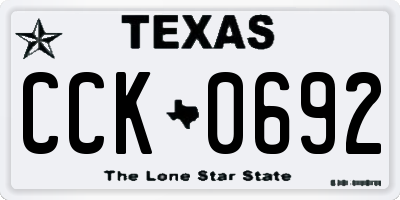 TX license plate CCK0692