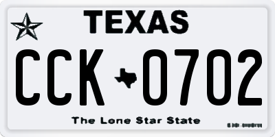 TX license plate CCK0702