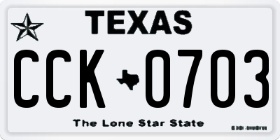 TX license plate CCK0703