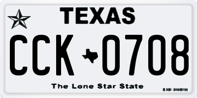 TX license plate CCK0708