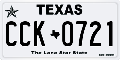 TX license plate CCK0721