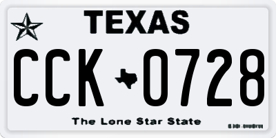 TX license plate CCK0728