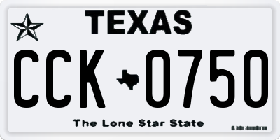 TX license plate CCK0750