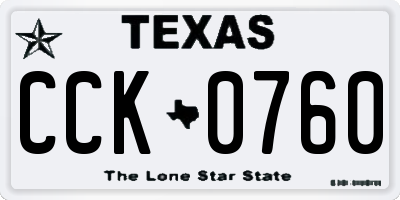 TX license plate CCK0760