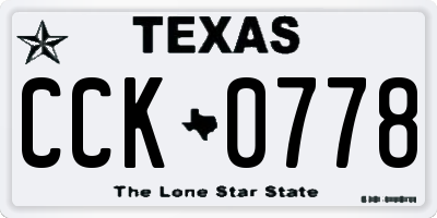 TX license plate CCK0778