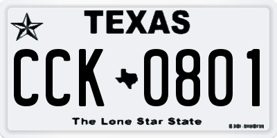 TX license plate CCK0801