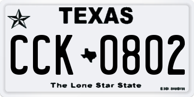 TX license plate CCK0802