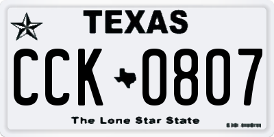 TX license plate CCK0807