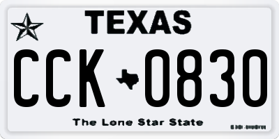 TX license plate CCK0830